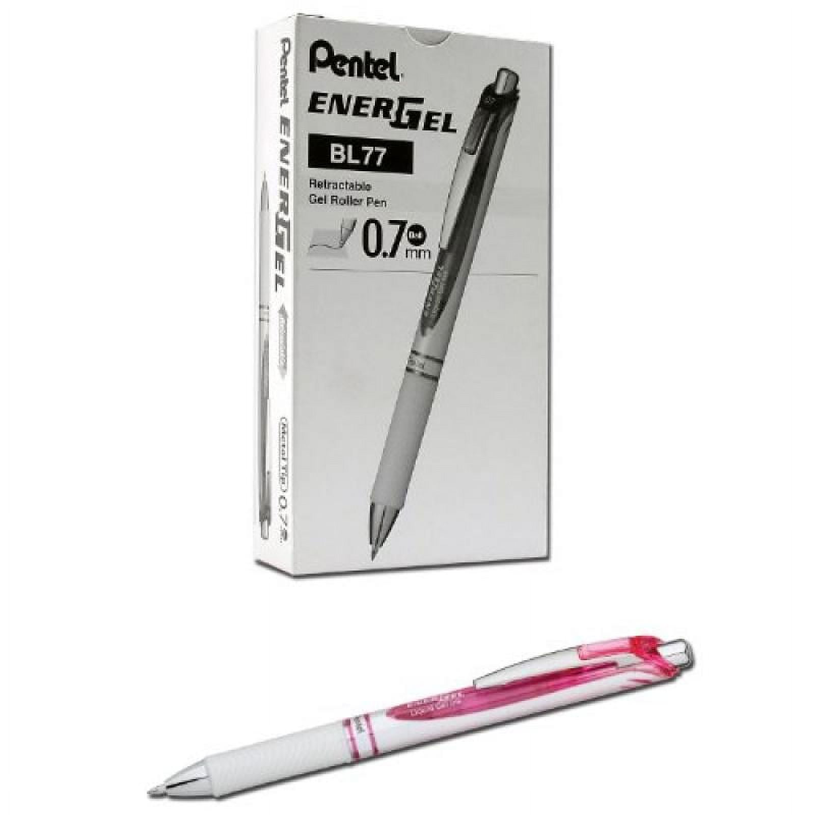 Pentel EnerGel Pearl Deluxe RTX Retractable Liquid Gel Pen 0 7mm Accent Pink Ink Box of 12 BL77PW P