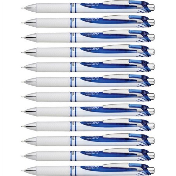 Pentel EnerGel Pearl Liquid Gel Pens - Fine Pen Point - 0.5 mm Pen Point Size - Needle Pen Point Style - Refillable - Retractable - Blue Gel-based Ink - Pearl White Stainless S | Bundle of 10 Dozen