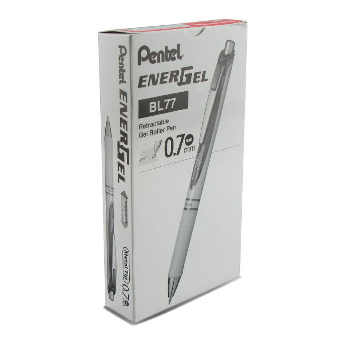 Pentel EnerGel XM Penna Gel Retrattile Punta 1,0 Mm - Inchiostro Nero, Confezione 12 Pezzi Con Impugnatura In Gomma