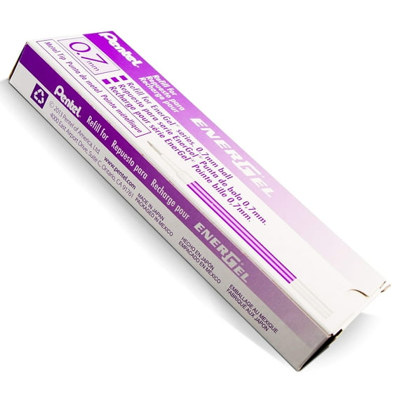 Pentel EnerGel Pen Refill Ink, Metal Tip, Medium Point, Violet, 12 Count