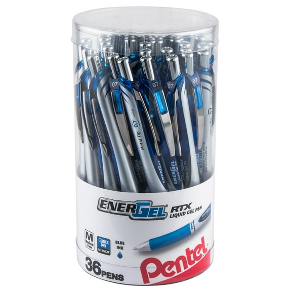 Pentel EnerGel RTX Gel Pen, (0.7mm), Medium Line, Blue Ink 36pk