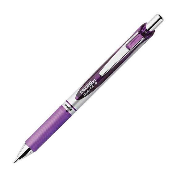 Pentel EnerGel RTX Gel Pen (0.7mm) Metal Tip Violet Ink (Pack of 18)