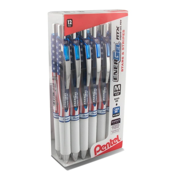 Pentel EnerGel RTX Gel Pen, Flag Barrel, (0.7mm), Black Ink