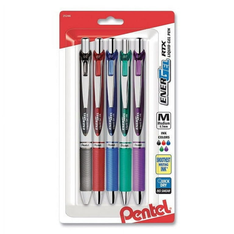 EnerGel RTX Gel Pen, Retractable, Medium 0.7 mm, Assorted Ink and Barrel Colors, 5/Pack EnerGel RTX Gel Pen, Retractable, Medium 0.7 mm, Assorted Ink and Barrel Colors, 5/Pack