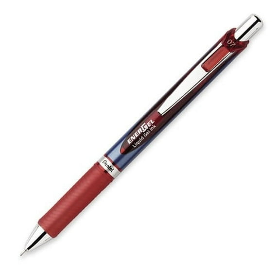 Pentel EnerGel RTX Liquid Gel Pen Medium Pen Point - 0.7 mm Pen Point Size - Needle Pen Point Style - Refillable - Retractable - Red Gel-based Ink - Blue Barrel - Stainless Steel Tip - 1 Each