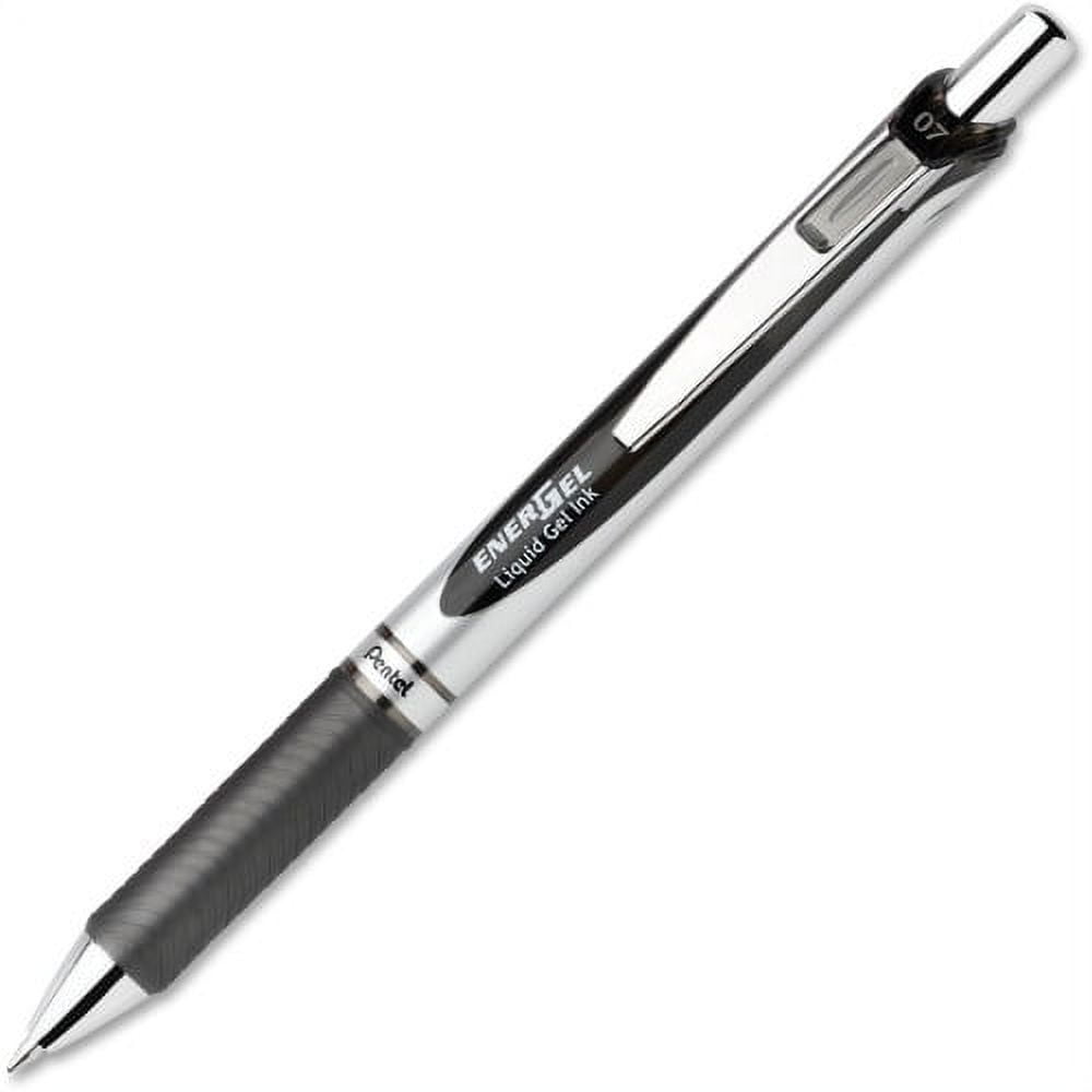 Pentel EnerGel RTX Liquid Gel Pen Medium Pen Point - 0.7 mm Pen Point Size - Refillable - Black Gel-based Ink - Silver Barrel - 1 Each