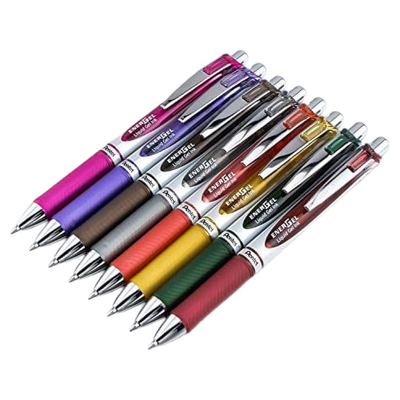Pentel EnerGel RTX Retractable Liquid Gel Ink Pen, (0.7mm) Medium, Assorted Ink, 20 Pack (BL77BP20M), Assorted