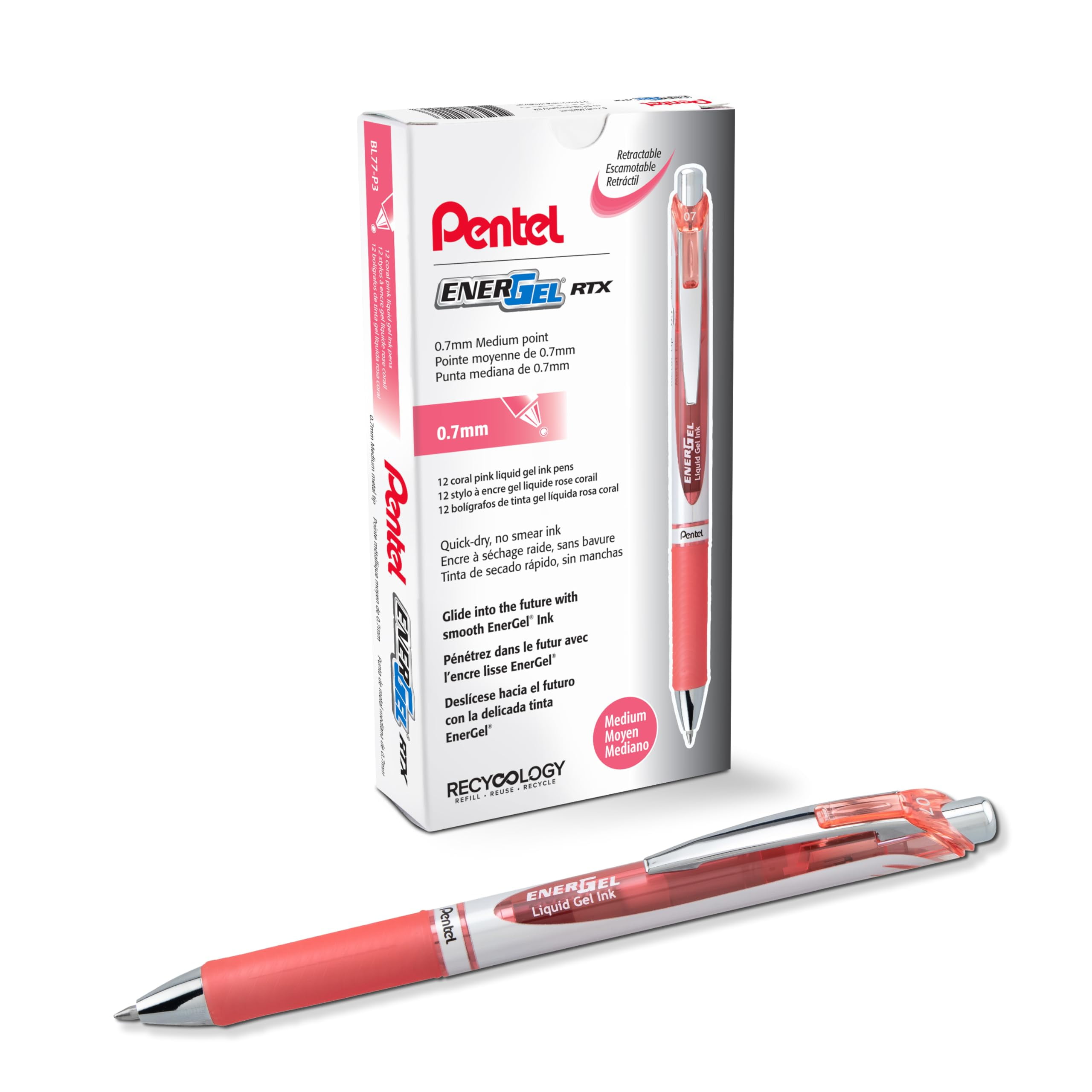 Pentel EnerGel RTX Retractable Liquid Gel Ink Pen, (0.7mm