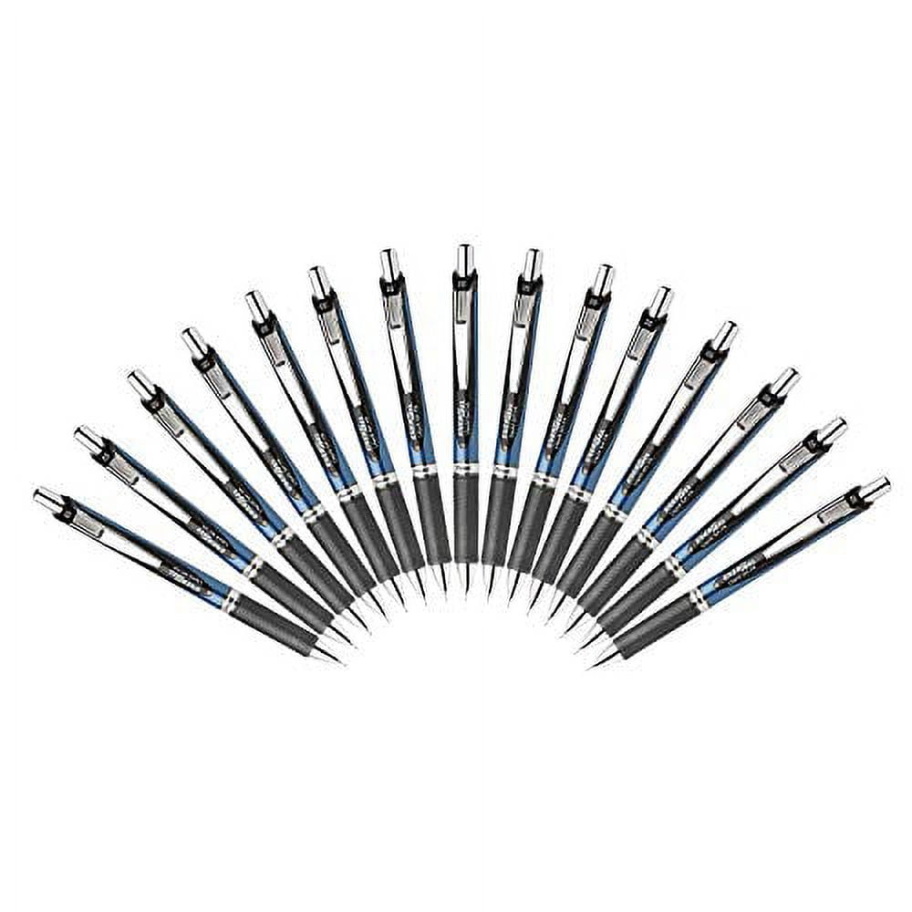 Pentel EnerGel Deluxe RTX Retractable Liquid Gel Pen - 0.5mm - Fine Line - Needle Tip - Black Ink/ Blue&Black Body/Total 15Pens Set