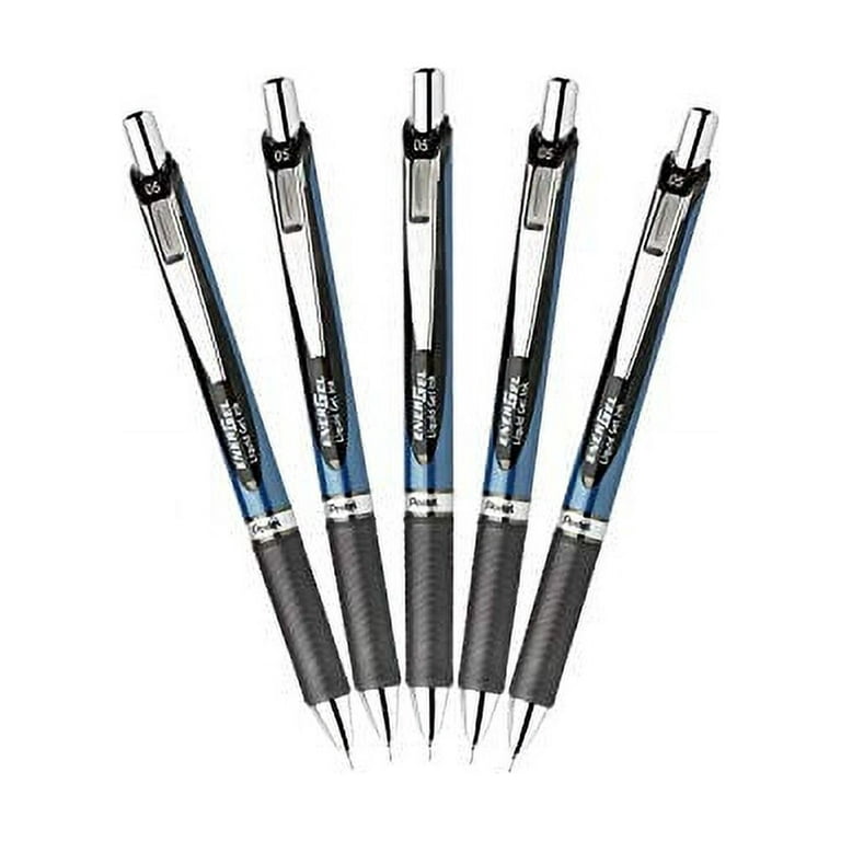 Pentel EnerGel RTX Retractable Liquid Gel Pen 0.5mm Fine Line Needle Tip  Black Ink Pack of 5