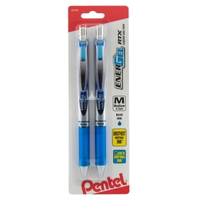Pentel EnerGel RTX Retractable Liquid Gel Pen, (0.7mm) Metal Tip, Medium Line, Blue Ink, 2 Each, for Adults, Teens, Children and Seniors.
