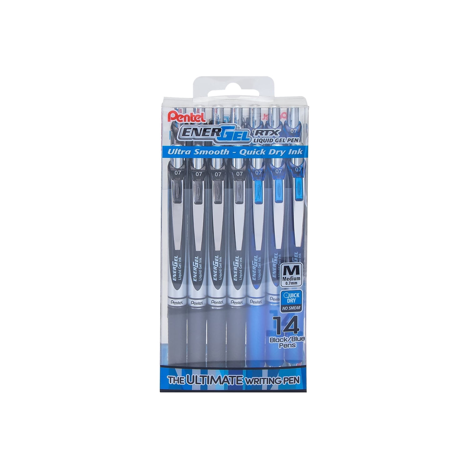 Pentel EnerGel RTX Retractable Gel Pen Medium Point 0.7mm Assorted Ink 14/Pack (BL77PC14AC)