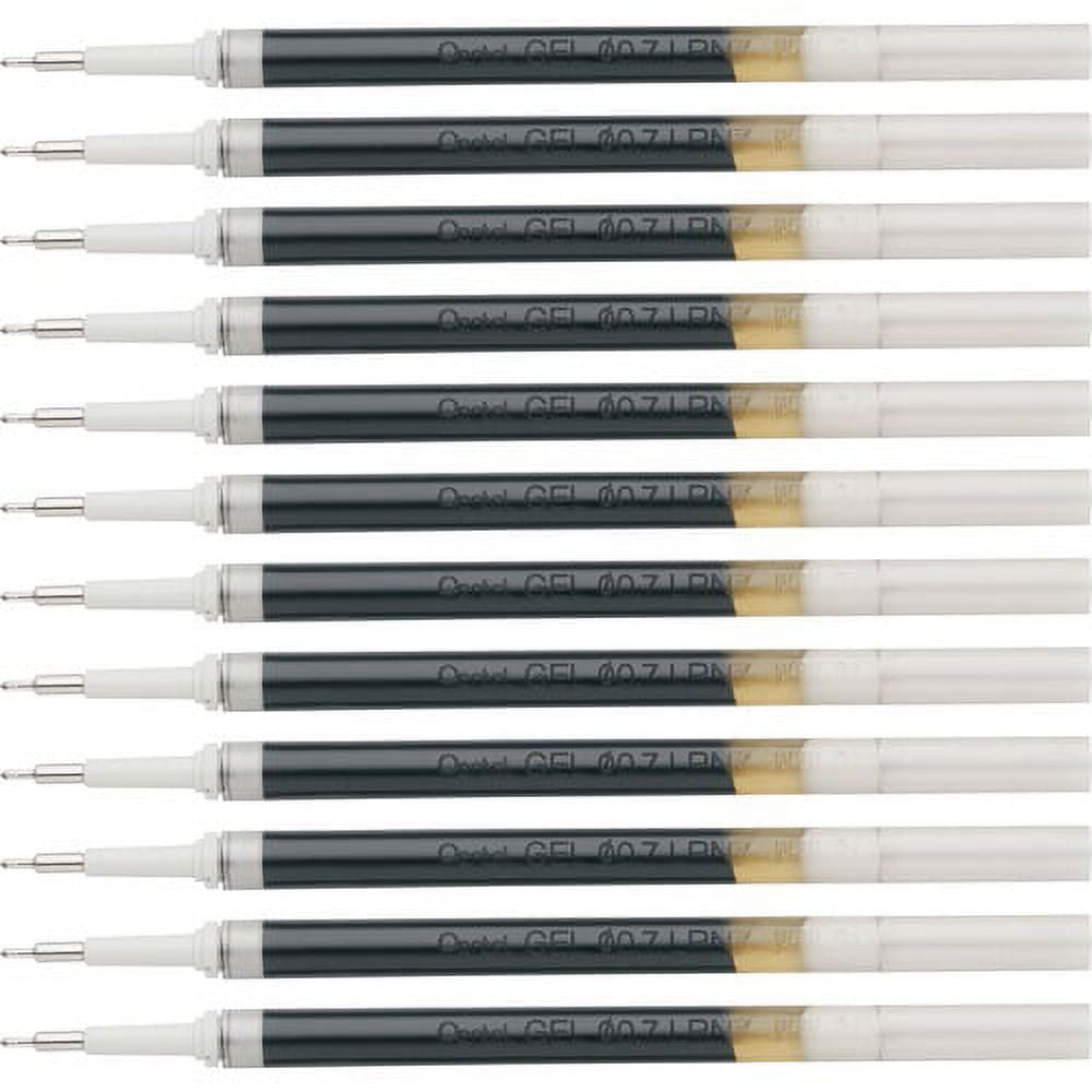 Pentel EnerGel Retractable .7mm Liquid Pen Refills - 0.70 mm, Medium Point - Black Ink - Smudge Proof, Smear Proof, Quick-drying Ink, Glob-free, Smooth Writing - 12 / Box | Bundle of 10 Boxes