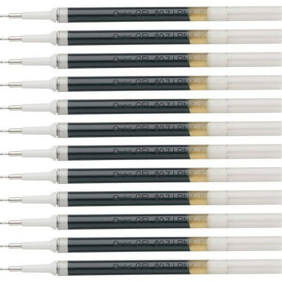 Pentel EnerGel Retractable .7mm Liquid Pen Refills - 0.70 mm, Medium Point - Black Ink - Smudge Proof, Smear Proof, Quick-drying Ink, Glob-free, Smooth Writing - 12 / Box | Bundle of 10 Boxes