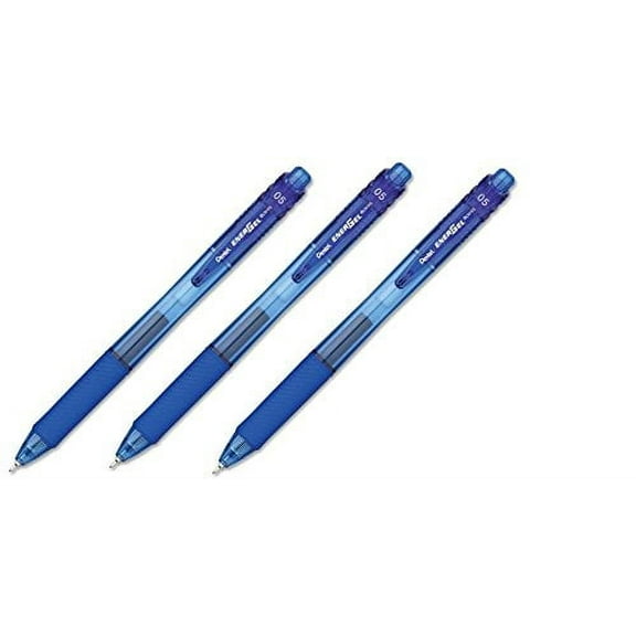 Pentel EnerGel-X Retractable Liquid Gel Pen 0.5mm Needle Tip Ink, Pack of 3 Blue