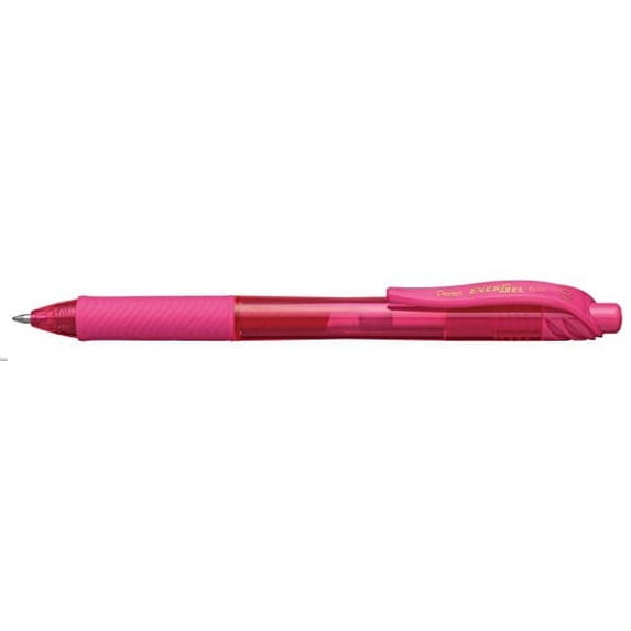 Pentel EnerGel-X Retractable Liquid Gel Pen (0.7mm) Metal Tip, Pink Ink, Box of 12 (BL107-P)