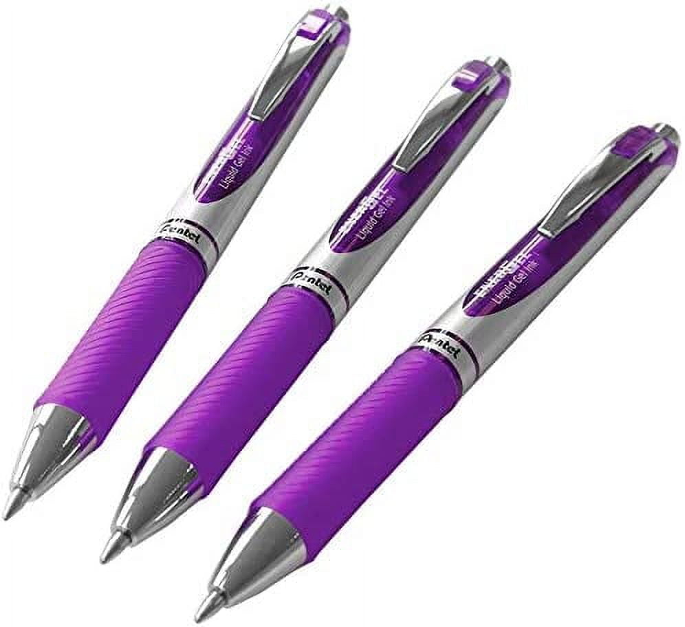 Pentel EnerGel XM BL77 - Retractable Liquid Gel Ink Pen - 0.7mm - 54% Recycled - Purple - Pack of 3