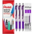 thumbnail image 1 of Pentel EnerGel XM BL77 - Retractable Liquid Gel Ink Pen - 0.7mm - Cardboard Wallet of 3 Pens + 3 Refills - Violet, 1 of 5