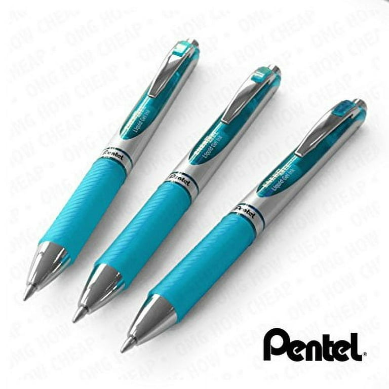 Pentel EnerGel XM BL77-S3 Retractable Liquid Gel Ink Pen - 0.7mm -  Turquoise- Pack of 3
