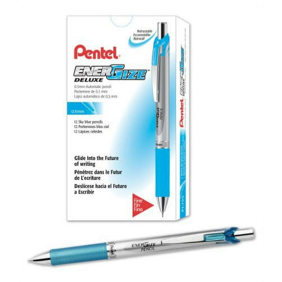 Pentel EnerGize Mechanical Pencil (0.5mm) Sky Blue Accents, Box of 12 (PL75S)