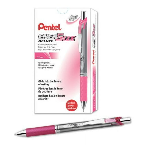 Pentel EnerGize Mechanical Pencil (0.7mm) Pink Accents, Box of 12 (PL77P)