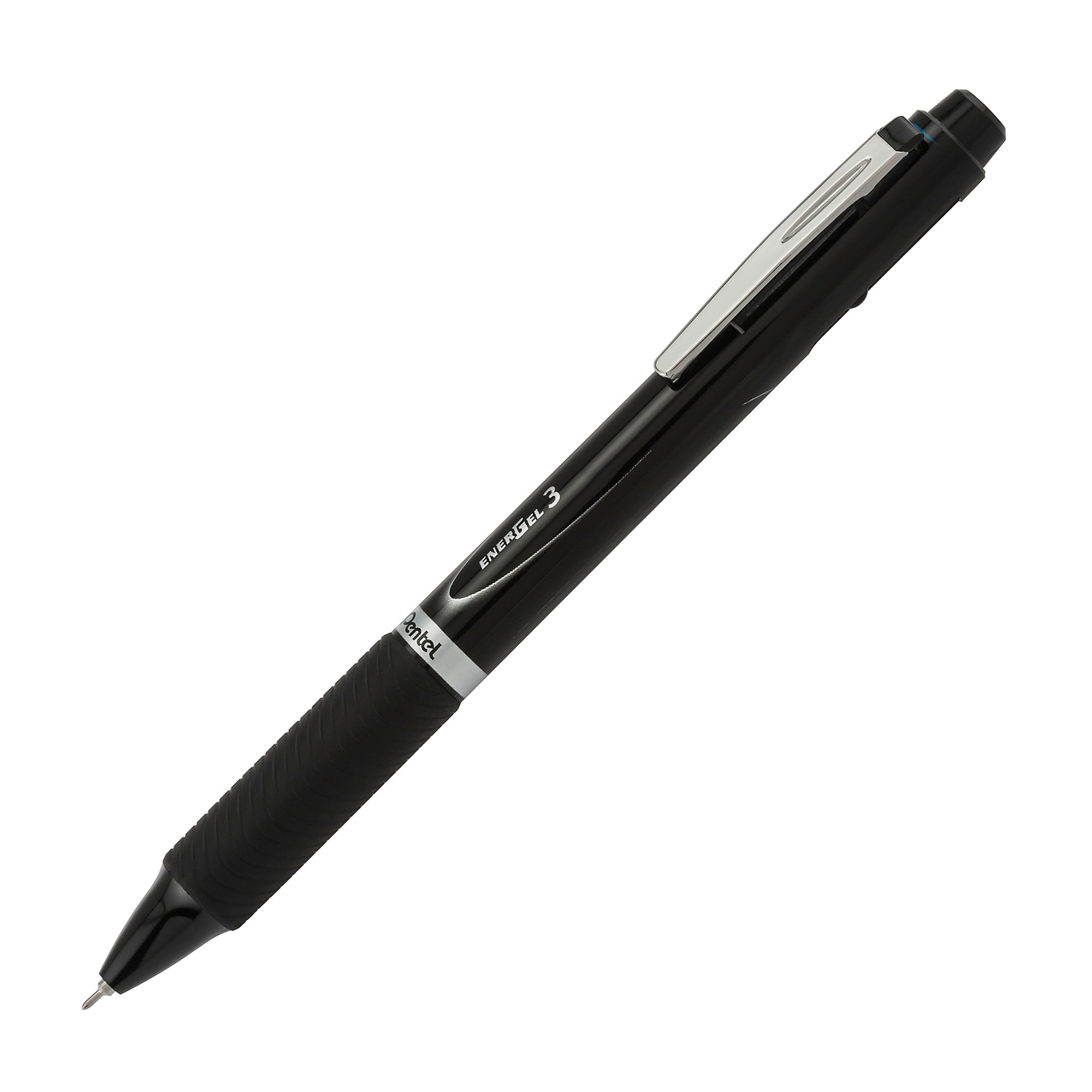 EnerGel 3 Multi-Color Gel Pen, Retractable, Fine 0.5 mm, Black/Blue/Red Ink, Black Barrel