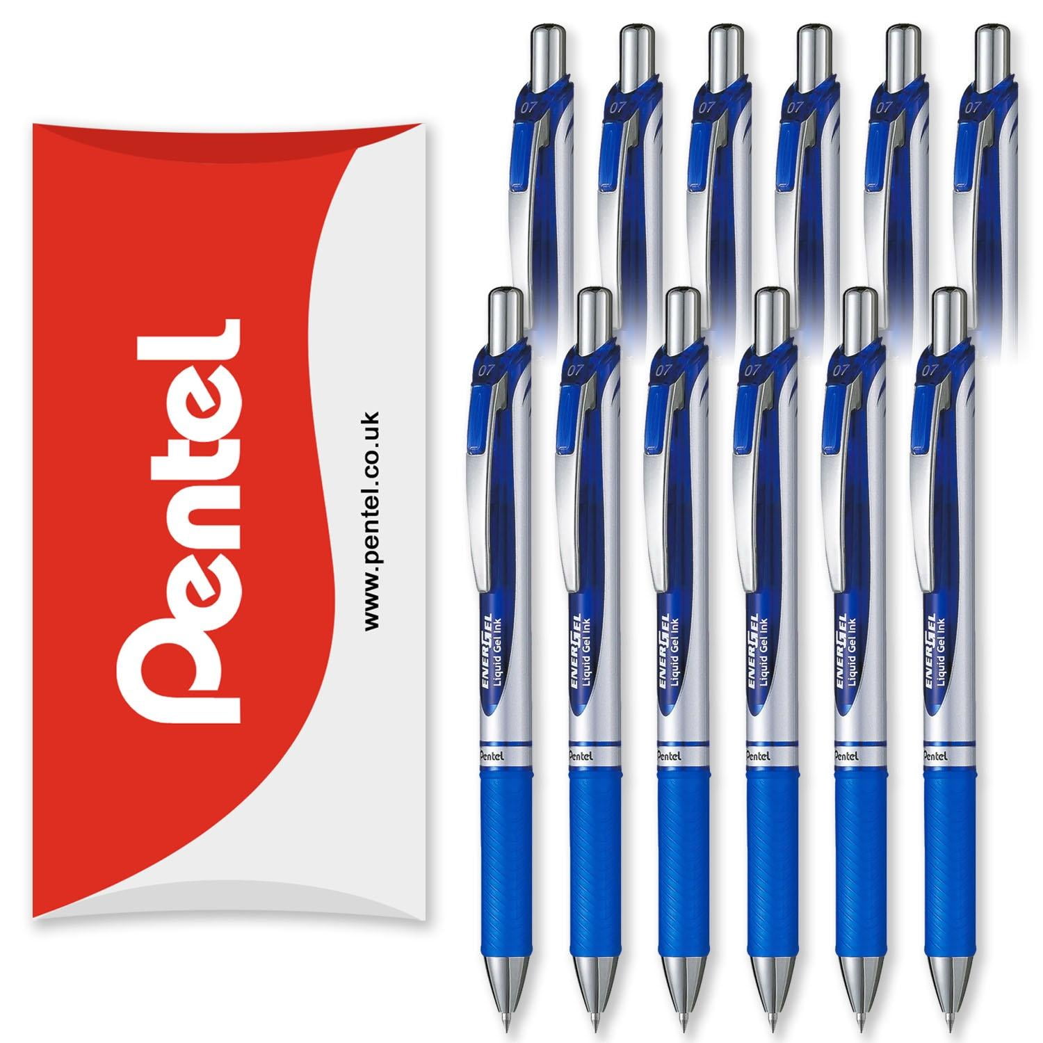 Pentel Energel BL77 Retractable Gel Ink Rollerball Pen - 0.7mm - 54% Recycled - Blue - Pack of 12 in Pillow Packaging
