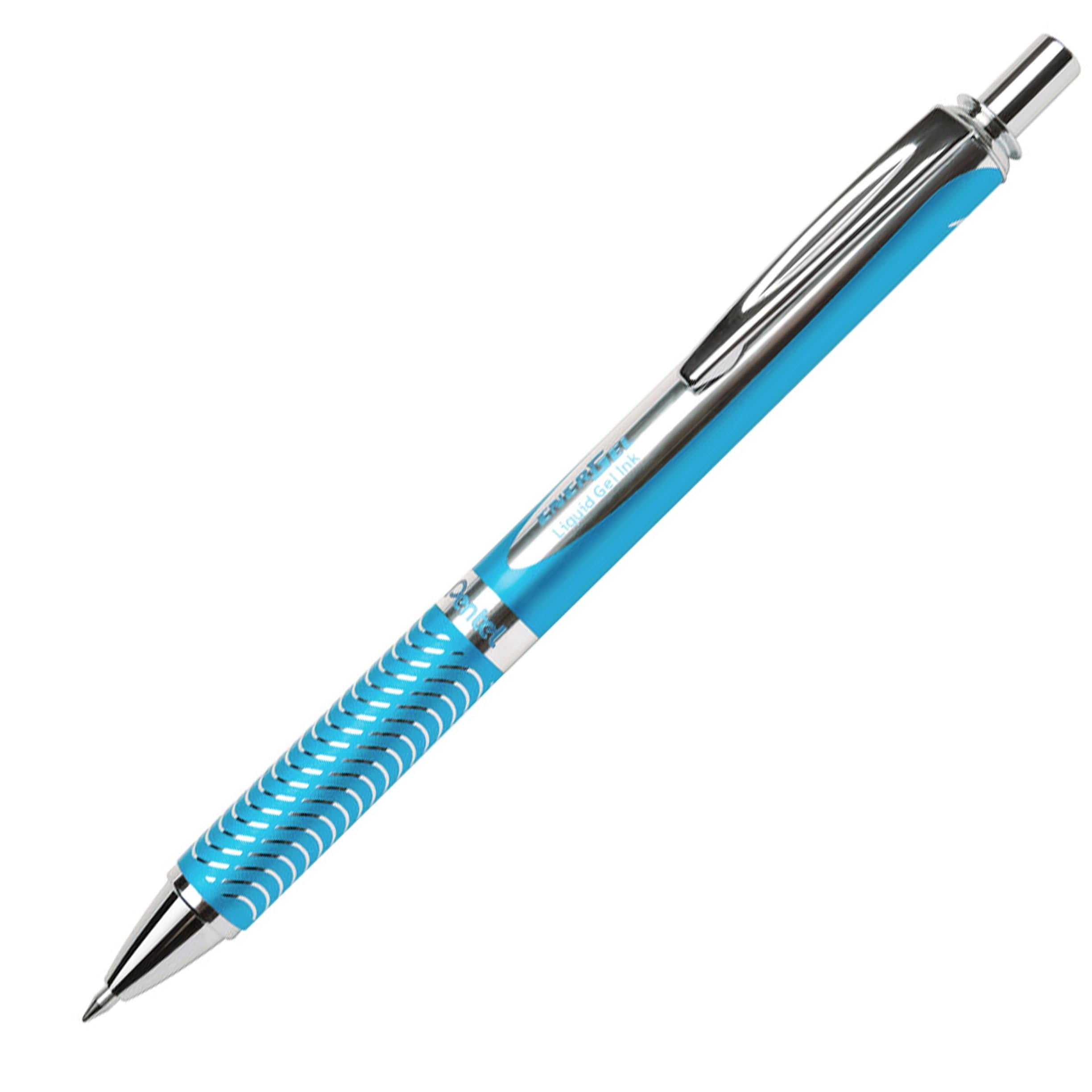 Pentel Energel Sterling BL407 Retractable Rollerball Pen - Sky Blue Barrel - Black Ink