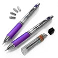 thumbnail image 1 of Pentel Energize Mechanical Pencil - 0.5mm - Purple & Silver Barrel - Pack of 2 + 12 Leads and 4 Erasers, 1 of 1