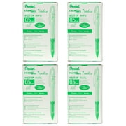 Pentel EngeGel Tradio 0.5mm Fine Needle Tip Green Liquid Ink Gel Pen 12pc Box (4-Pack)