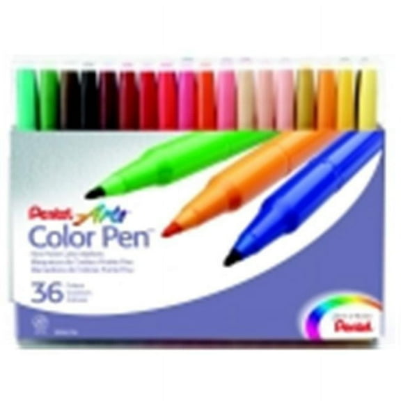 Pentel Fine Fiber Tip Non-Toxic Water Based Color Marker Set 36