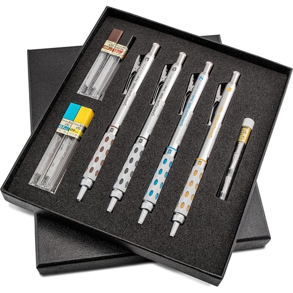 Pentel GRAPHGEAR 1000 Premium Pencils Gift Set with Refill Leads & Erasers
