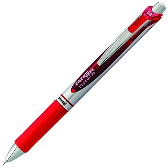 Pentel Gel Ink Pen, Retractable Gel Pen, Extra Fine Point, Needle Tip, Red Ink ,12 pack (BLN73-B)