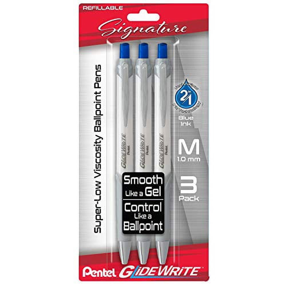 Pentel Glidewrite Signature Ballpoint Pen, (1.0mm) Medium, White Barrel