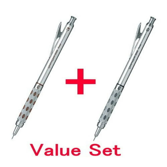 Pentel Graph Gear 1000 Automatic Drafting Pencil, 0.3mm (PG1013) & 0.5mm (PG1015) Brushed Metal Barrel Professional Made in Japan