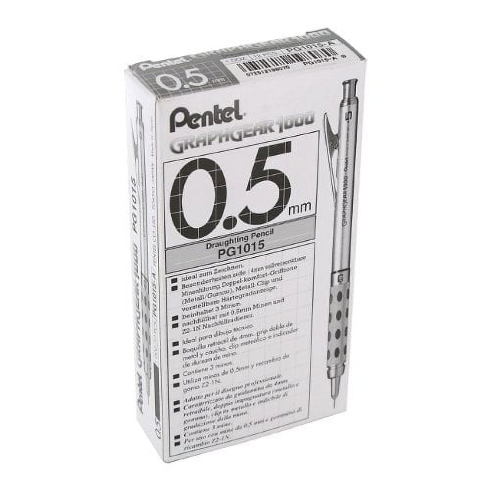 Pentel Graph Gear 1000 Automatic Draughting Pencil, 0.5 mm, Gray Accents, Dozen (PG1015A)