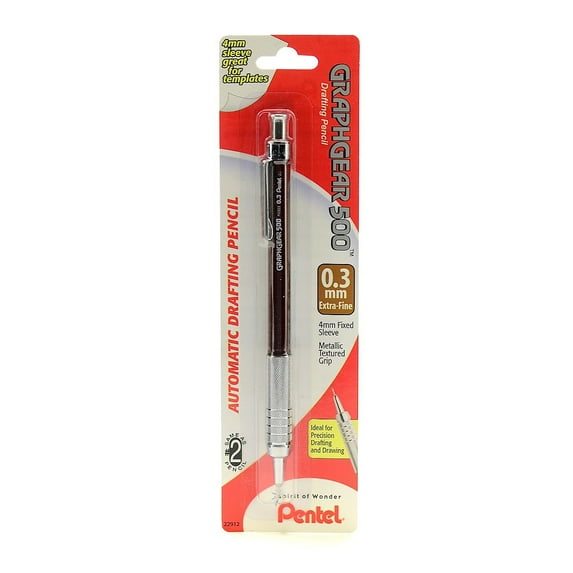 Pentel Graph Gear 500 Mechanical Pencil 0.3mm #2 Medium Lead 3/Pack (72230-PK3)