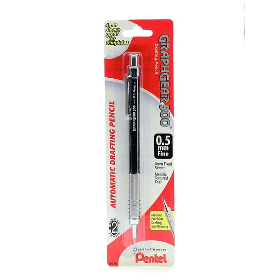 Pentel Graph Gear 500 Mechanical Pencil 0.5mm #2 Medium Lead 3/Pack (72225-PK3)