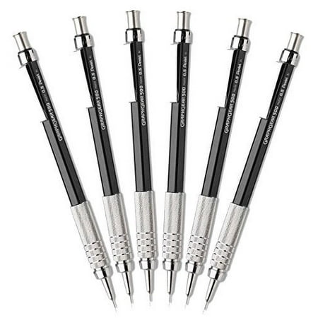 Pentel GraphGear 500 Automatic Drafting Pencil, 0.5mm, Black, Pack of 6