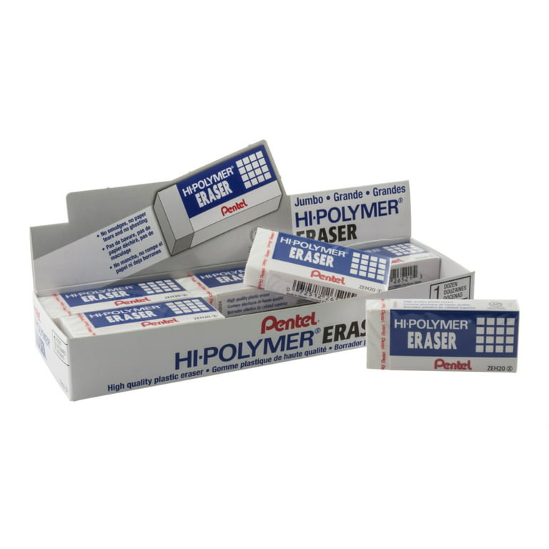 Pentel Hi-Polymer Block Eraser, Small, White, Pack of 48