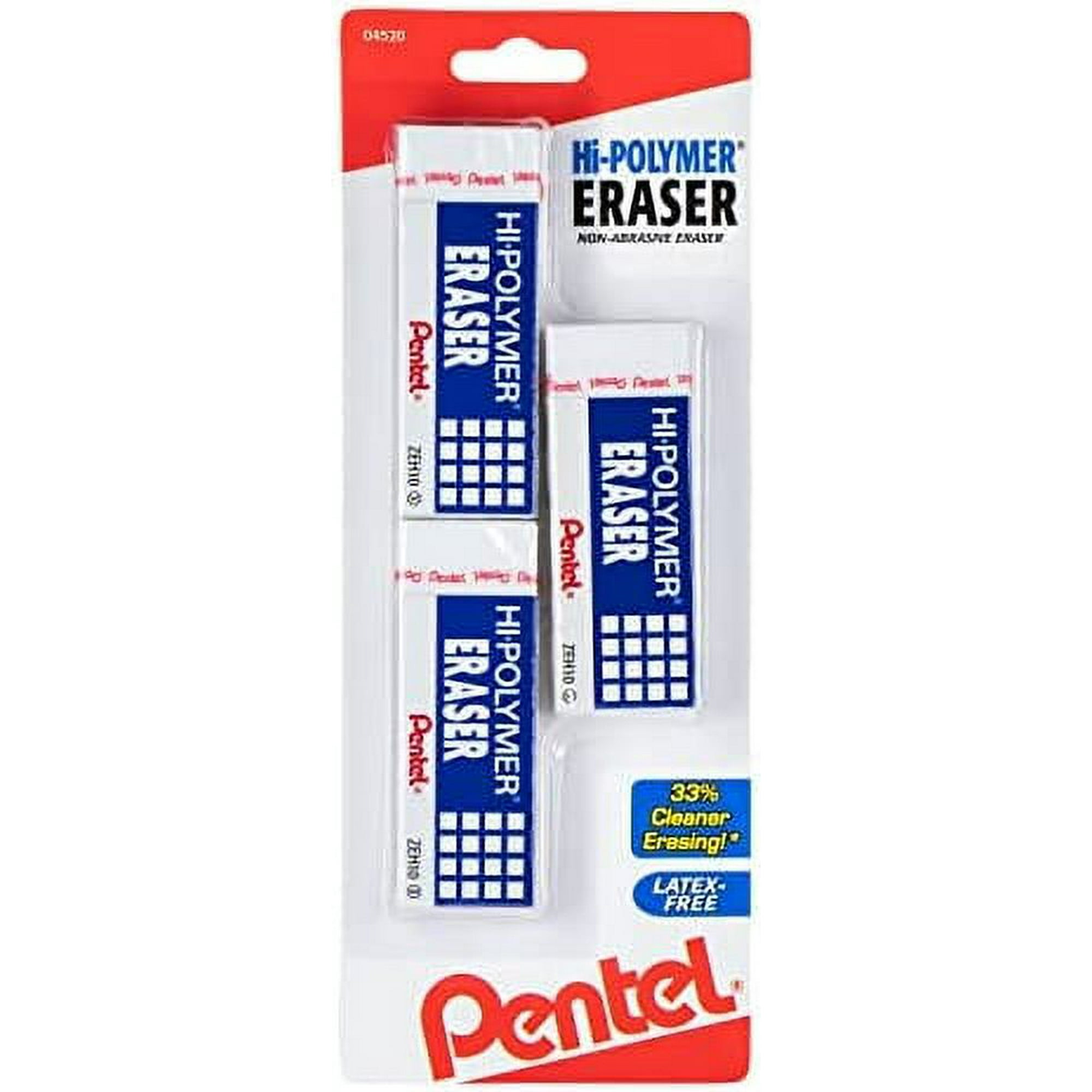 Pentel Hi-Polymer Block Eraser, Large White 4-Pk 
