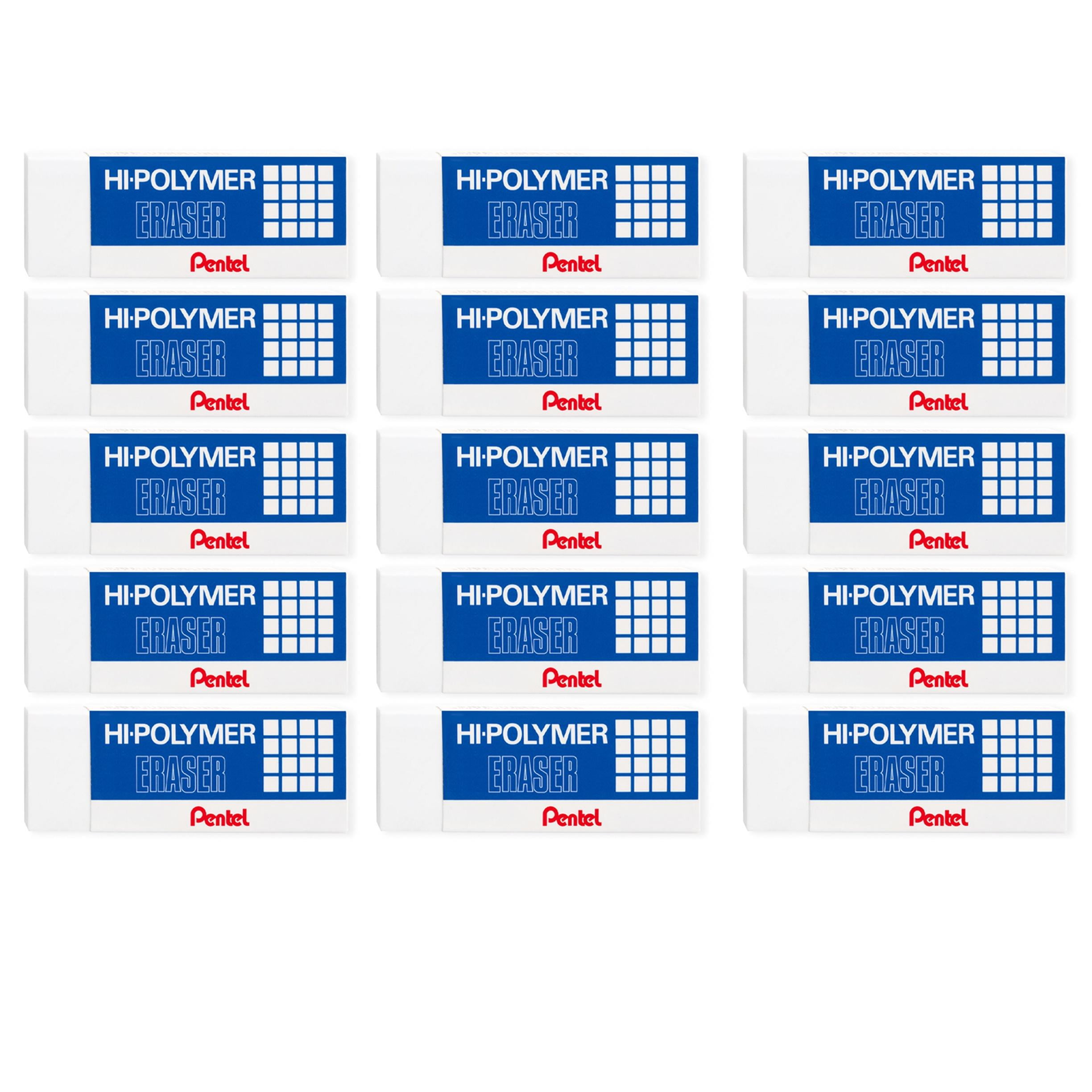 Pentel Hi-Polymer Jumbo Plastic Rubbers Erasers - White - Pack of 36 - ZEH10