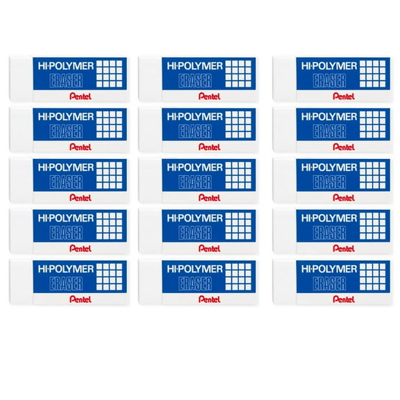 Pentel Hi-Polymer Jumbo Plastic Rubbers Erasers - White - Pack of 36 - ZEH10