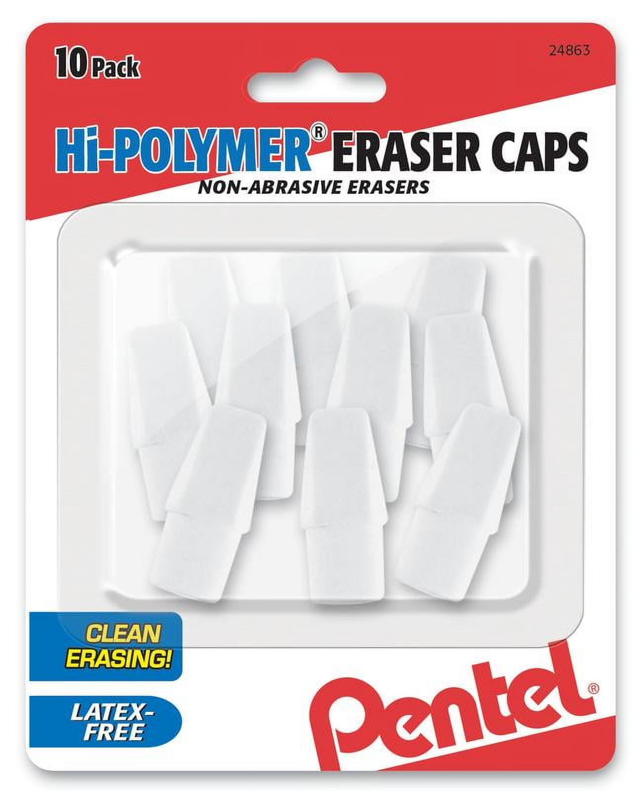 Pentel Hi-Polymer White Cap Erasers. Pack of 10