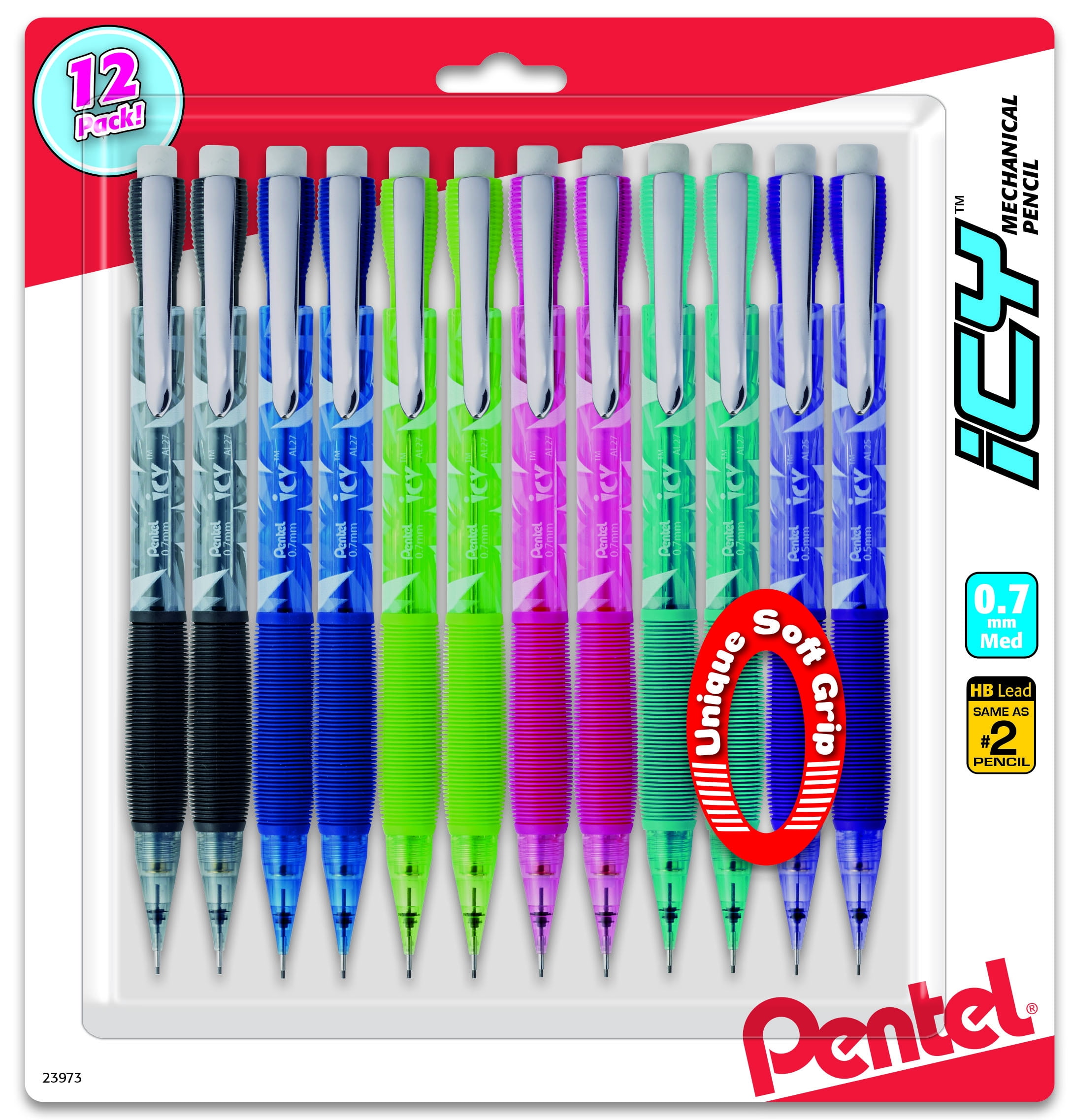 SLIMYGLOOP Pentel ICY (0.7mm) Mechanical Pencil, Assorted Barrels, 12-Pk