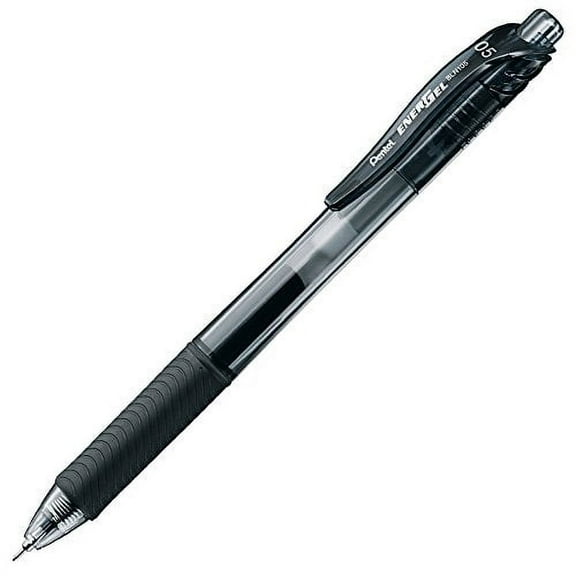 Pentel Knock Gel Ballpoint Pen Energel X, 0.5mm Needle Tip, Black Ink (BLN105-A)