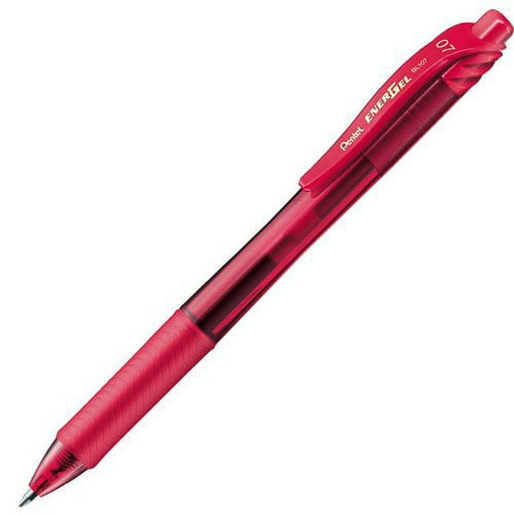 Pentel Knock Gel Ballpoint Pen Energel X, 0.7mm Regular Triagle Tip, Red Ink (BL107-B)