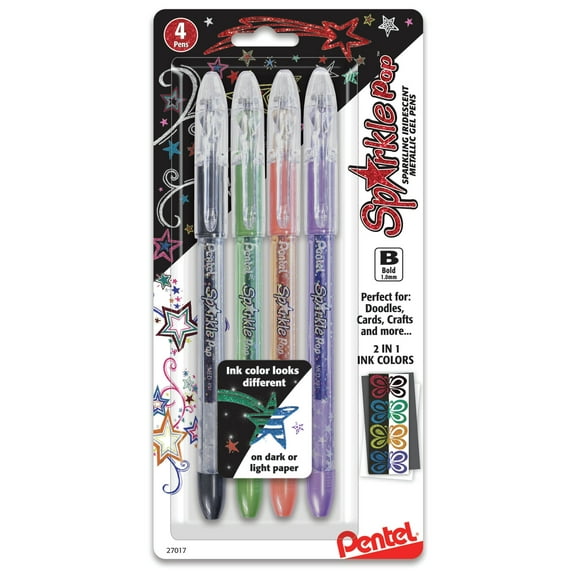 Pentel Krazy Pop Iridescent Gel Pens 1mm 4/Pkg-Assorted