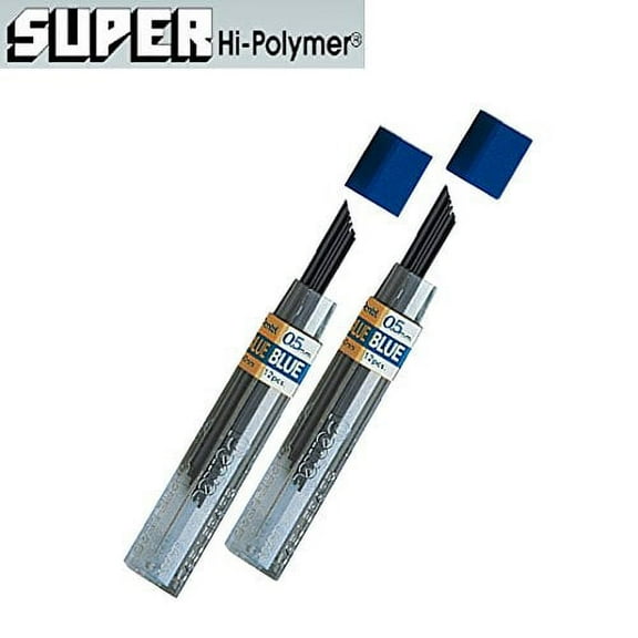 Pentel Lead Refills 0.5mm BLUE, 12 Leads per Tube Pack of 2