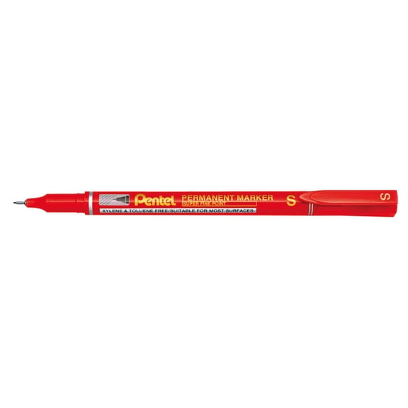 Pentel NFS410 Ultra Fine Permanent Marker, 0.4mm Line, Red ink (One Pen)